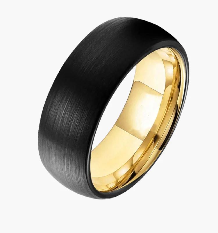 Colorful Gemstone Ring-Black and Gold Men's Wedding Ring