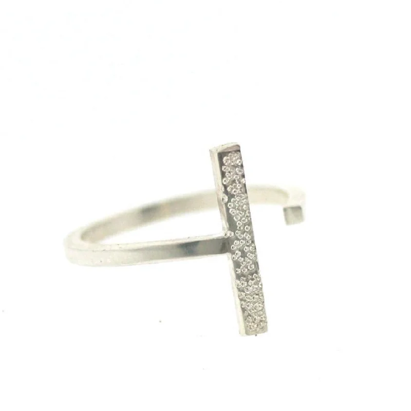 Diamond Halo Engagement Ring-Diamond Dusted Single Bar Ring by Christina Kober