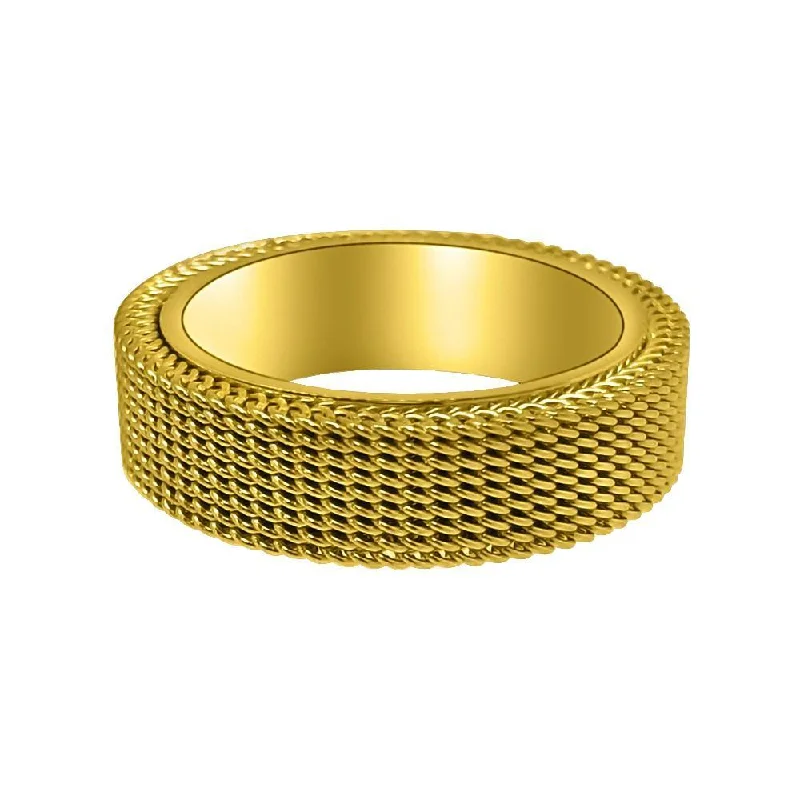 Handmade Promise Ring-Mesh Band Gold Ring Stainless Steel