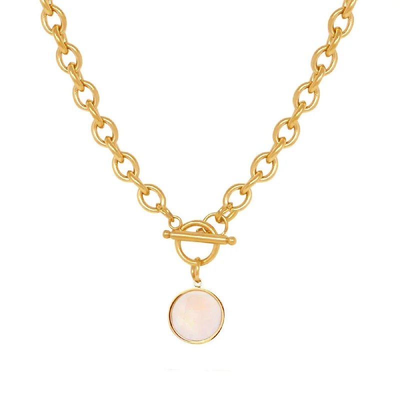 Layered Gold Necklace-Darcy Pearl Tbar Necklace