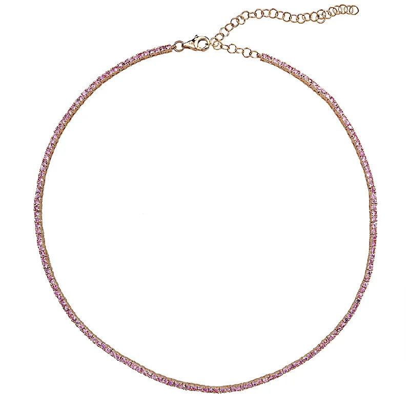 Classic Link Necklace-Light Pink Sapphire Small Tennis Necklace