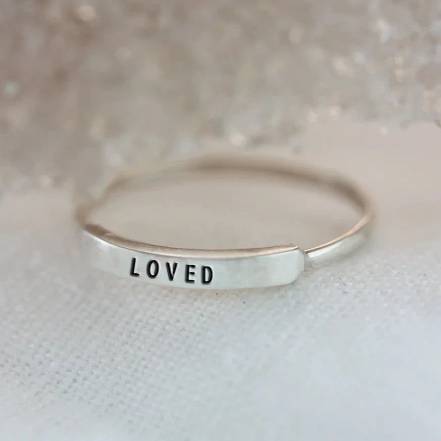 Platinum Wedding Ring-Loved: Stamped Silver Ring by Christina Kober