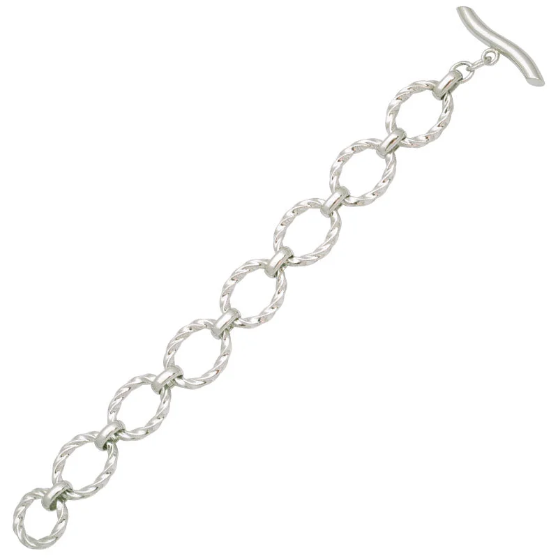 Unique Diamond Bracelet-Toggle Bracelet-Sterling Silver