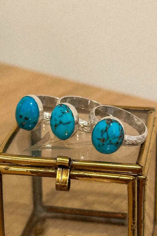 Bezel Set Engagement Ring-Desert Turquoise Ring