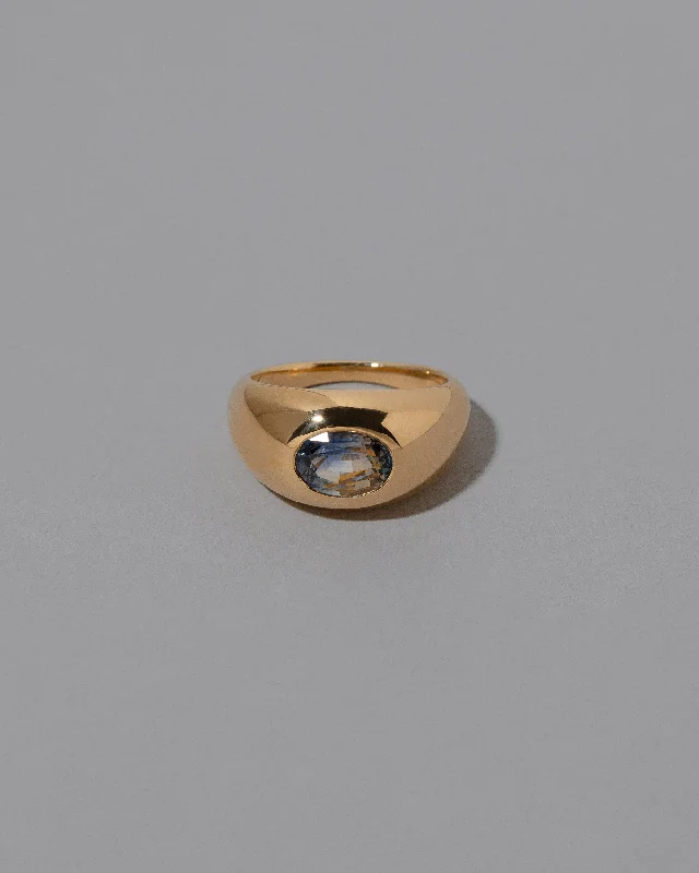 Gold Wedding Ring with Engraving-Jupiter Ring - Bicolor Sapphire