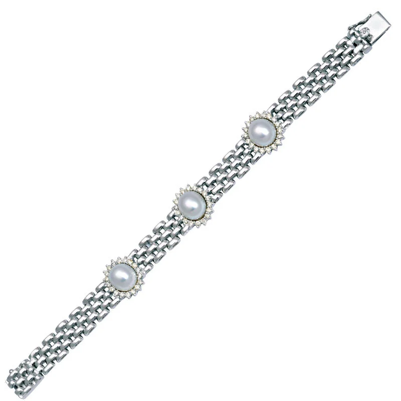 Women’s Gemstone Bracelet-Bracelet-South Sea Pearl and Diamond