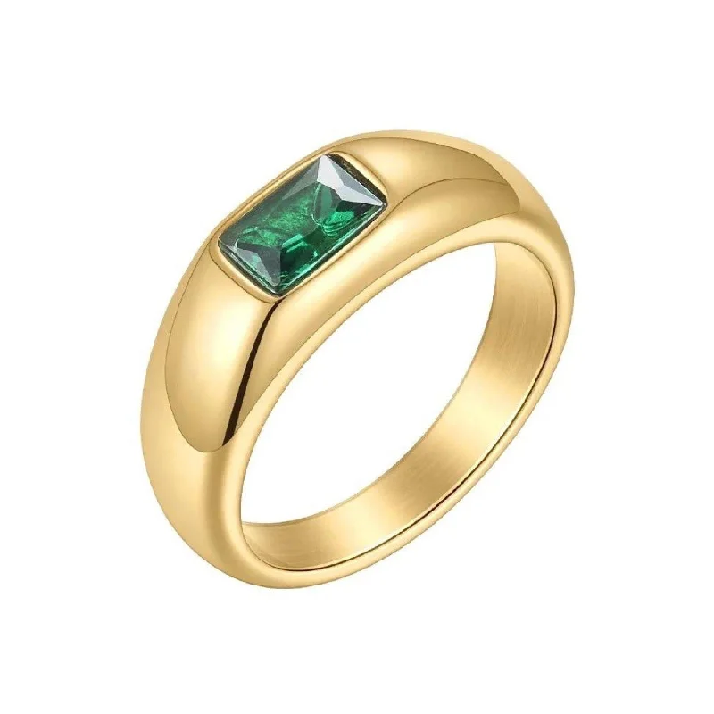 Vintage Silver Ring-Emerald Statement Ring