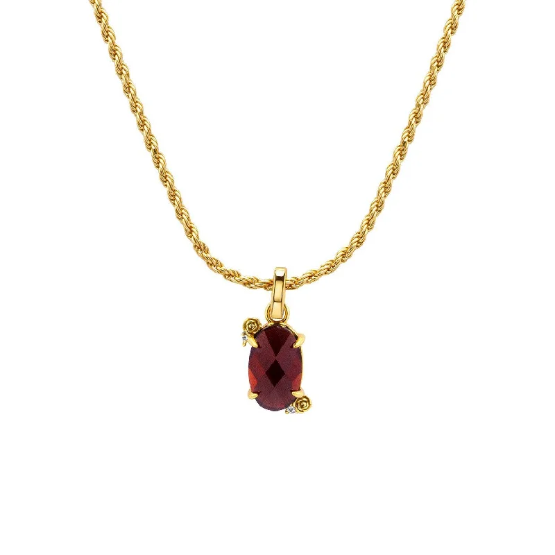 Designer Pearl Necklace-Rose Marie Garnet Rose Pendant Necklace