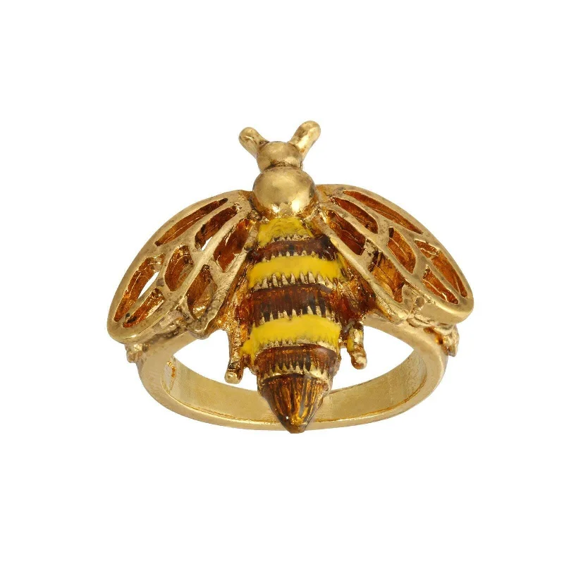 Simple Gold Wedding Ring-1928 Jewelry Bee Ring