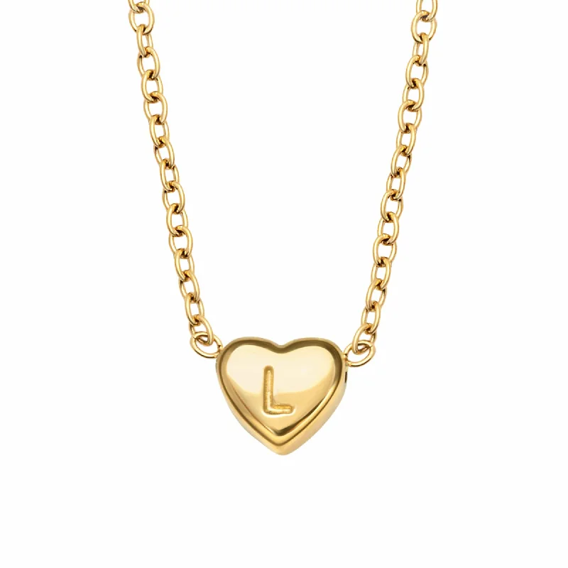 Rose Gold Necklace for Women-Dainty Heart Initial Necklace