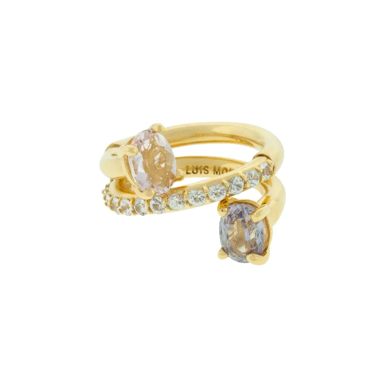 Men’s Gold Signet Ring-Romeo and Juliet Ring with a Band of Sapphires and Spinel Ends