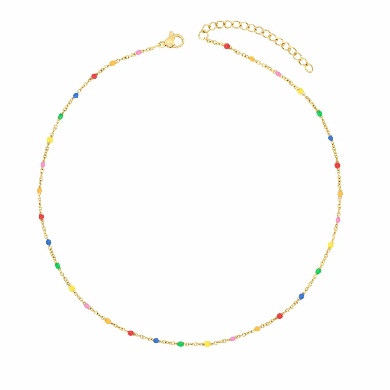 Luxury Pendant Necklace-Rainbow Beaded Necklace