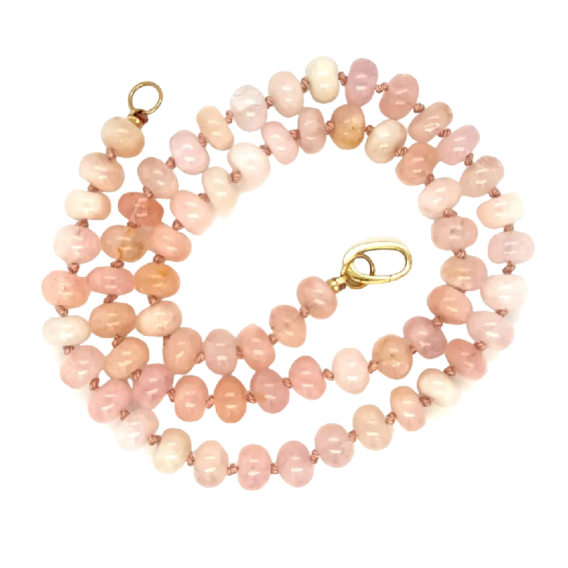 Luxury Pendant Necklace-Morganite Gemstone Bead Necklace