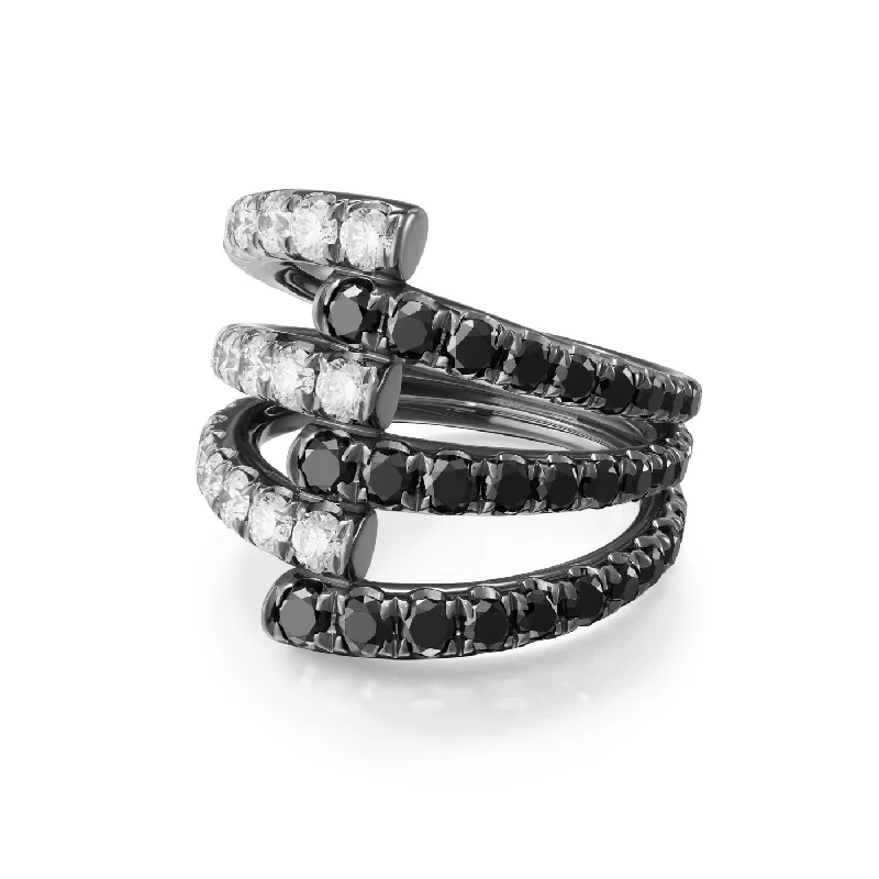 Stackable Wedding Bands-LOLA TRIPLE RING (Black Diamond)