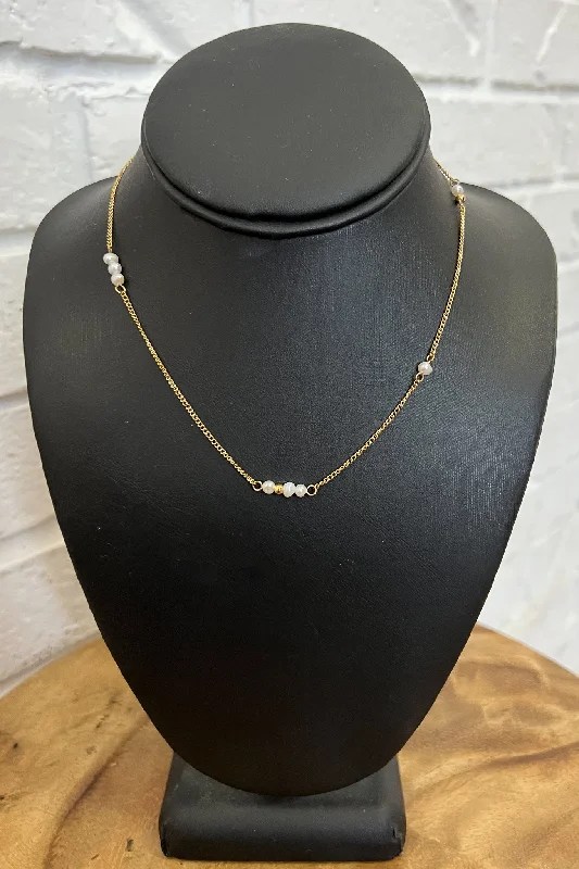 Dainty Silver Necklace-18K Maria Dainty Pearl Necklace