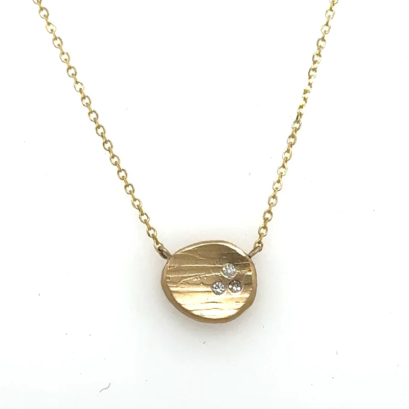 Diamond Pendant Necklace-Tiny Birch Pod with diamonds