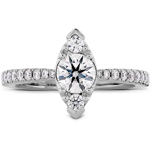 Unique Engagement Ring-Hearts On Fire Destiny Regal Engagement Ring with Diamond Band