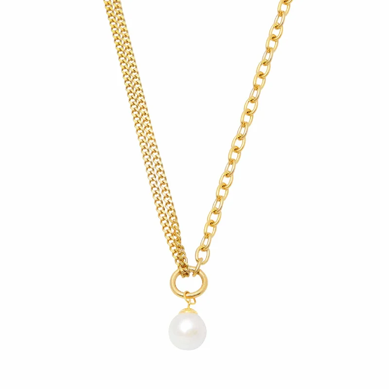 Simple Gold Chain Necklace-Saffron Pearl Necklace