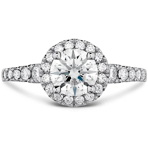 Couples Matching Rings-Hearts On Fire Transcend Premier Halo Diamond Engagement Ring