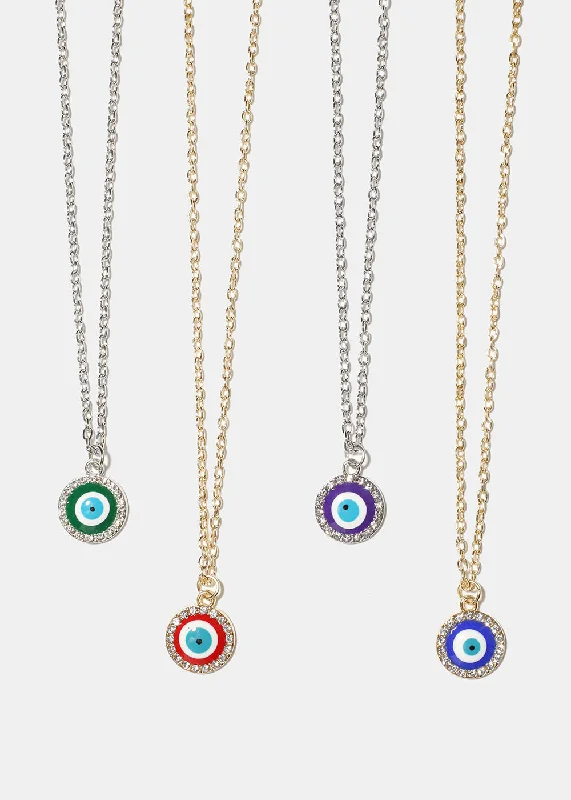 Large Pendant Necklace-Evil Eye & Necklace Earring Set