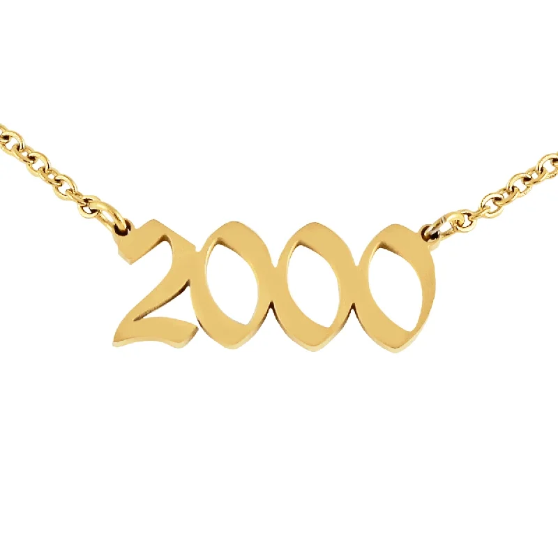 Gold Link Necklace-Script Year Choker Necklace