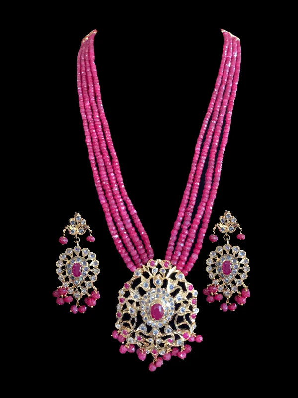 Trendy Long Necklace-LN67 Himani necklace in real rubies ( SHIPS IN 4 WEEKS )