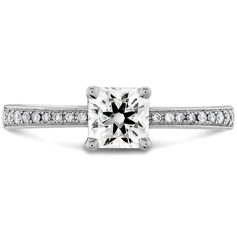 Solitaire Diamond Ring for Engagement-Hearts On Fire Dream Signature Engagement Ring with Diamond Band