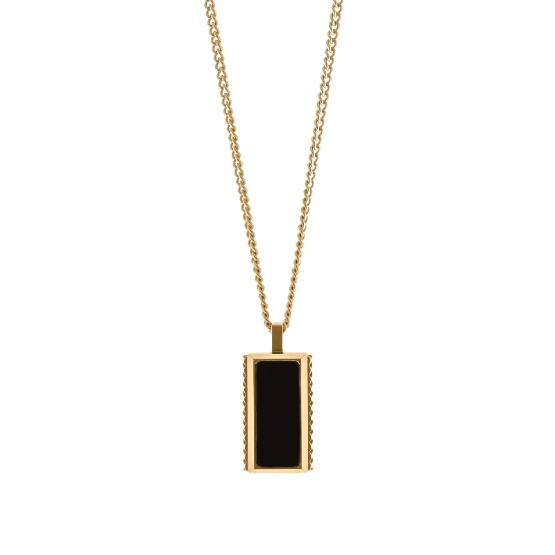 Minimalist Silver Necklace-Hatton Gemstone Necklace Black Onyx/18K Gold Adjustable 60-70cm/24-28'