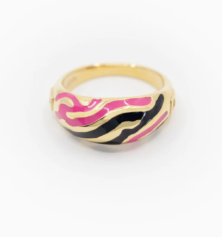 Sapphire and Diamond Ring-Savannah Dome Ring In Neon Pink