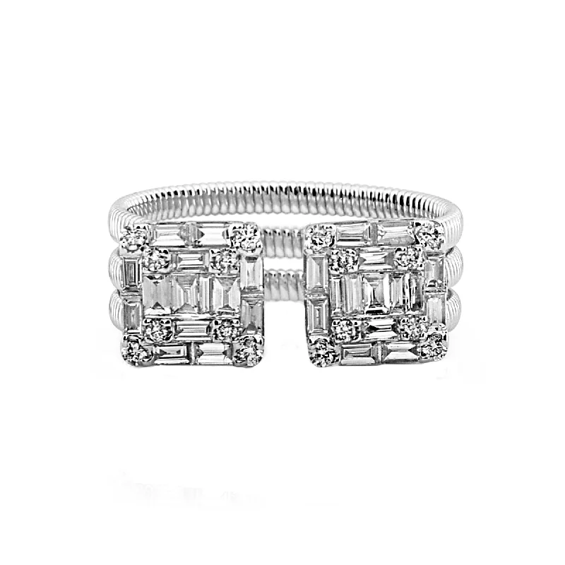 Diamond Ring for Women-Deaux Carrès Statement Ring