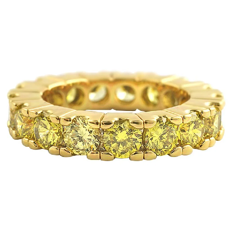 Custom Gemstone Ring-Eternity CZ Ring Lemonade Canary on Gold