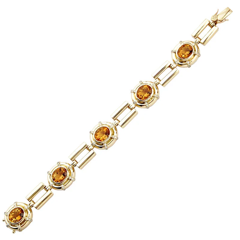 Silver Cross Bracelet-Bracelet-Citrine and Diamond