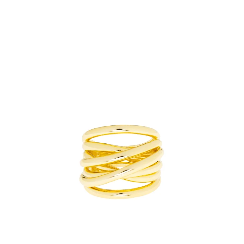 Oval Diamond Ring-gold plated crossover ring