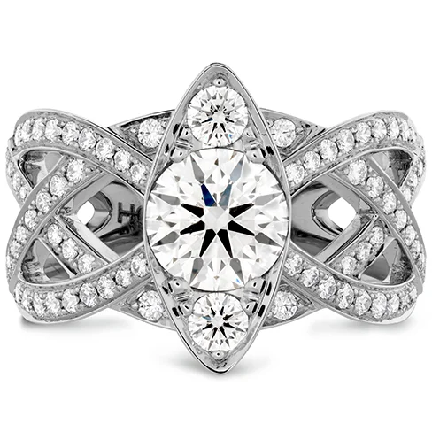 Custom Diamond Promise Ring-Hearts On Fire Intertwining Regal Diamond Engagement Ring