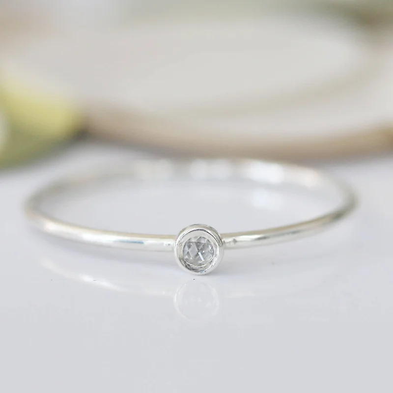 Sterling Silver Ring for Women-Silver Rose Cut Diamond Fleck Ring by Christina Kober