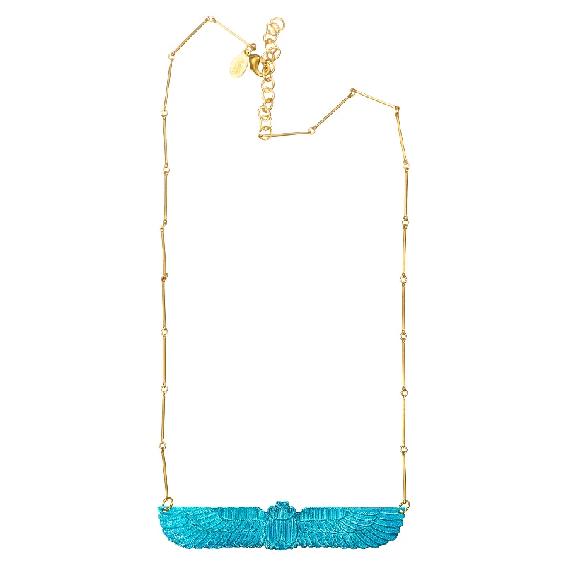 Bold Statement Necklace-Irtyu Winged Scarab Necklace