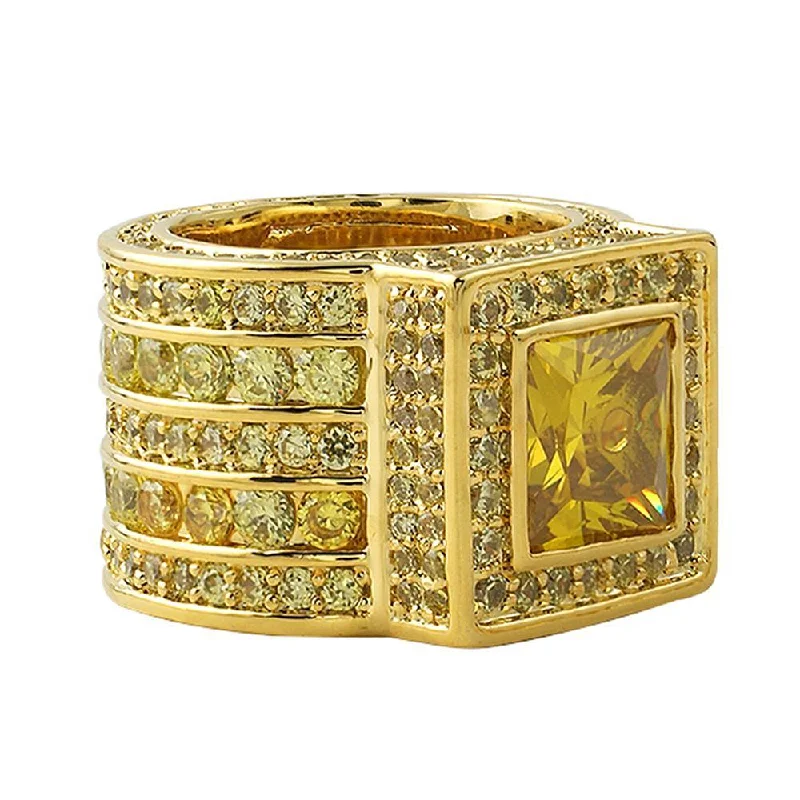 Colorful Gemstone Ring-Bling Bling Ring Canary Gold Lemonade Square President