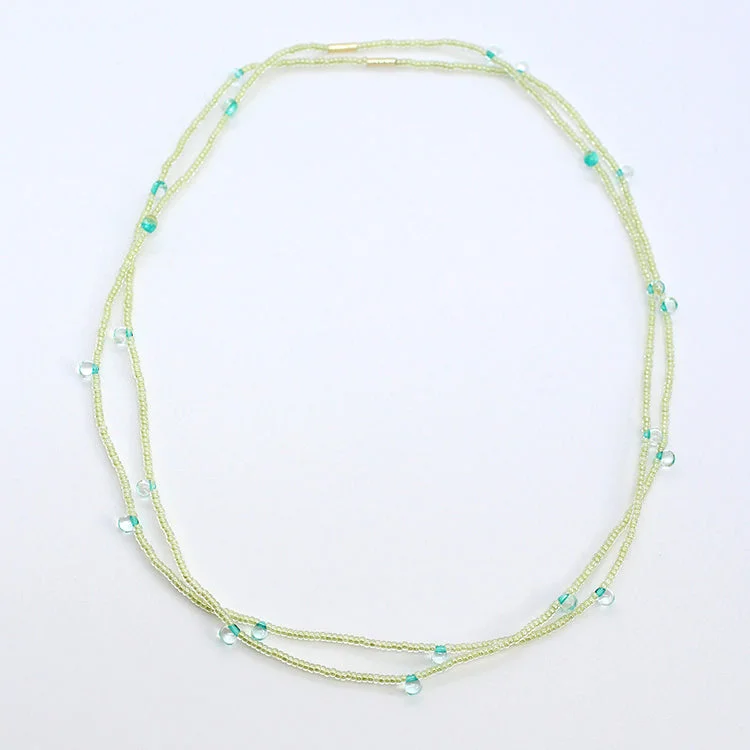 Unique Gold Necklace for Women-Candy Chokers / Set of 2 / Mint Green