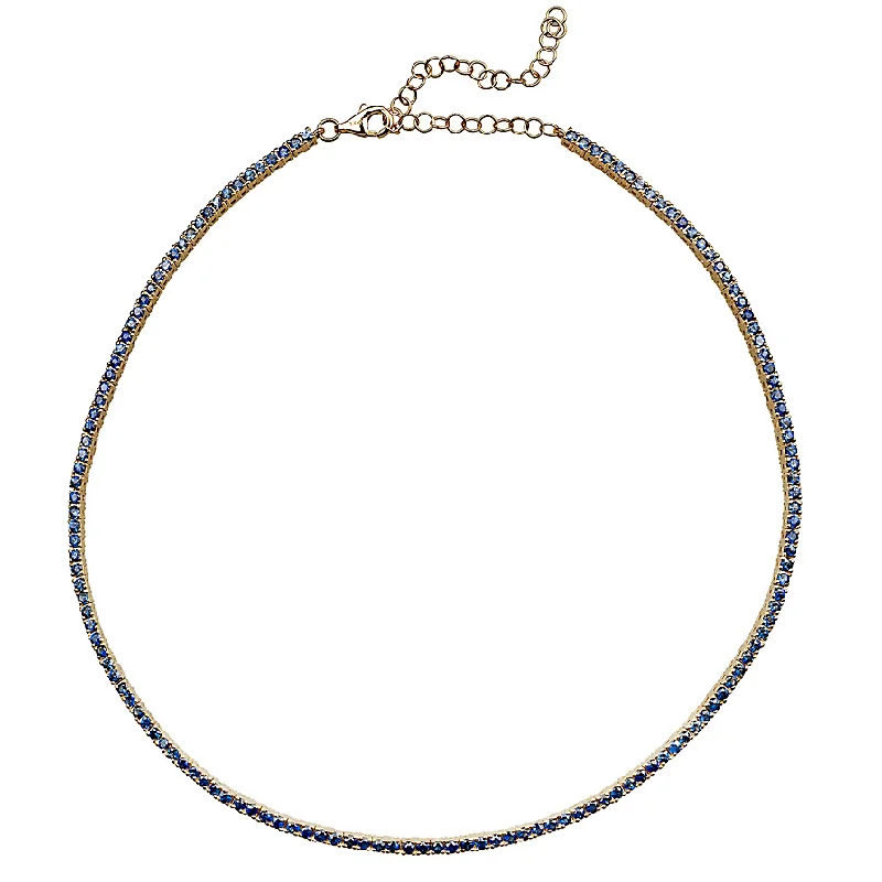 Classic Chain Necklace-Ombré Sapphire Tennis Necklace