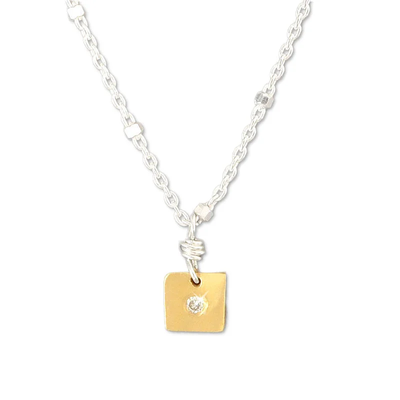 Designer Necklace for Women-Square Nugget Diamond Necklace  (N166)