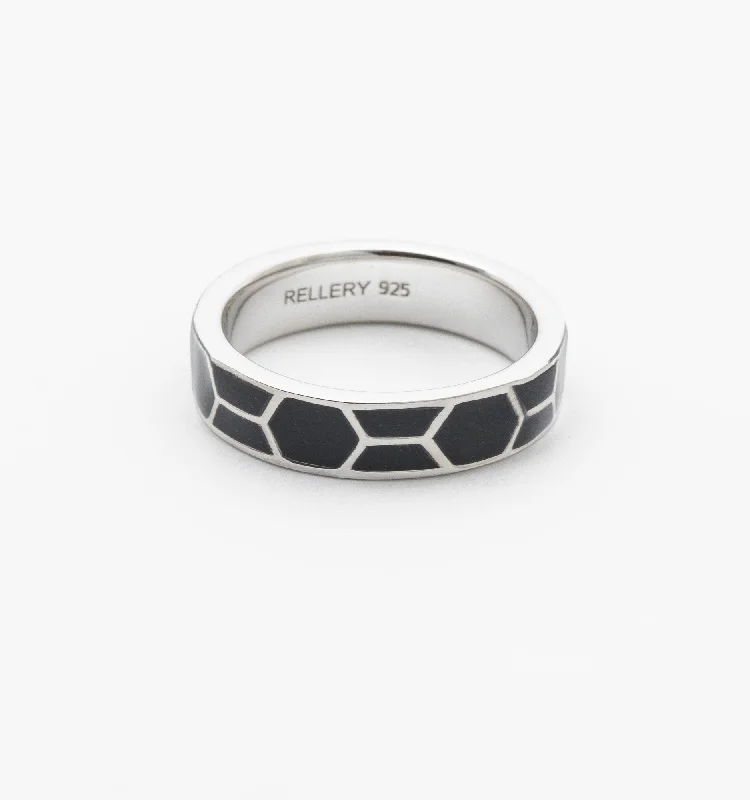 Wedding Ring with Diamonds-Hex Band Ring