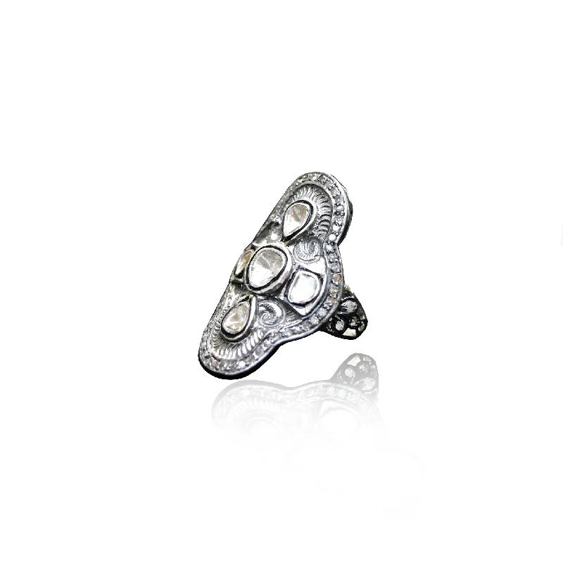 Men's Stainless Steel Ring-Sterling Silver Rosecut Ring