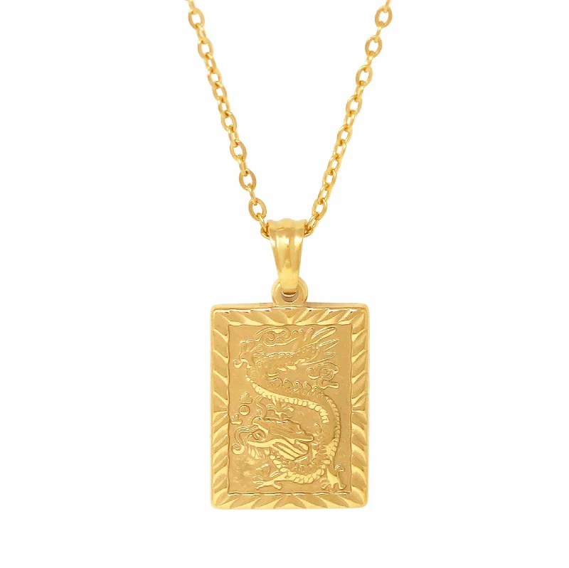 Gold Choker Necklace-Dragon Tablet Necklace