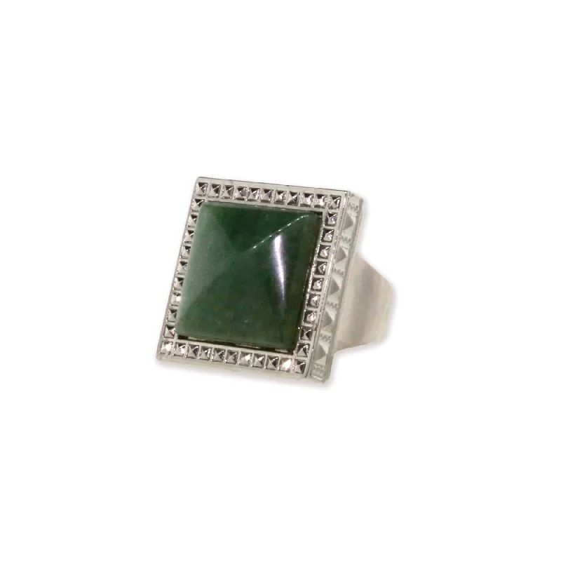 Vintage Silver Ring-1928 Jewelry Serenity Gemstone Square Ring Size 7