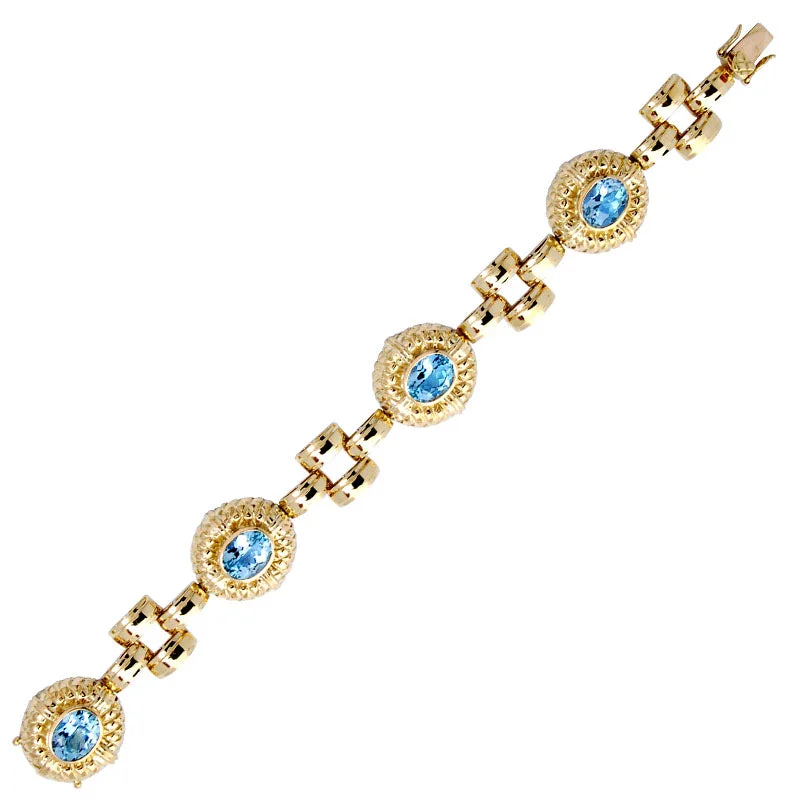 Elegant Gold Bangle Bracelet-Bracelet-Blue Topaz