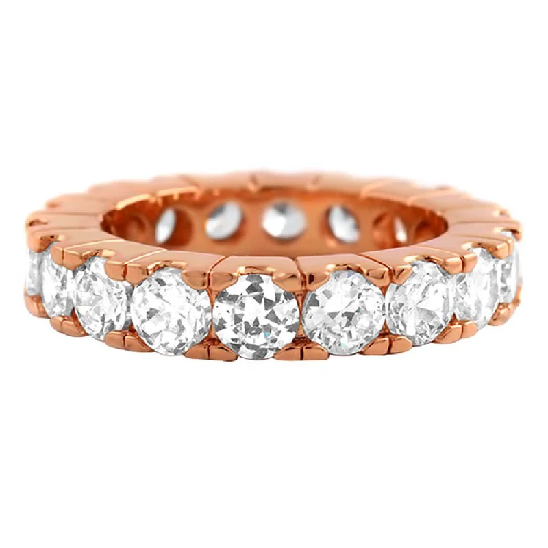 Engagement Ring with Side Stones-Rose Gold Eternity CZ Bling Bling Ring