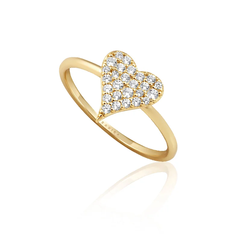 Simple Solitaire Engagement Ring-Audrey Heart Ring