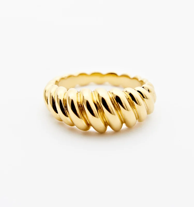 Silver Band Ring-Swell Twist Ring