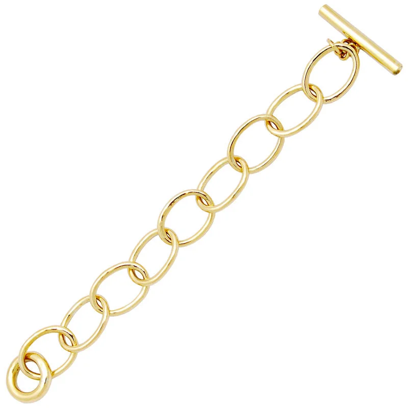 Chunky Silver Bracelet-Toggle Bracelet - Gold