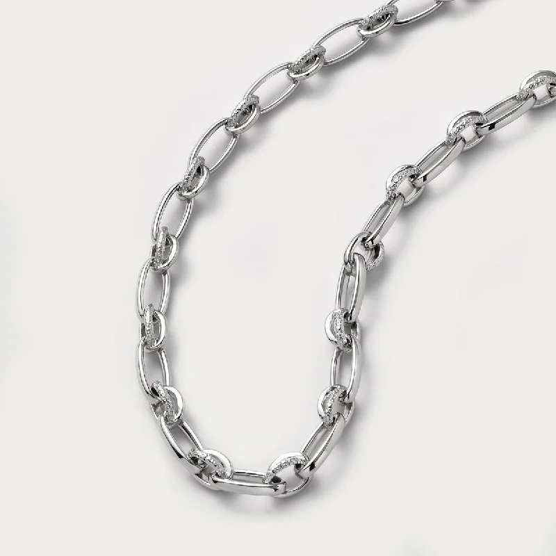 Silver Chain with Gemstones-Grecian Allegro Link Layering Chain